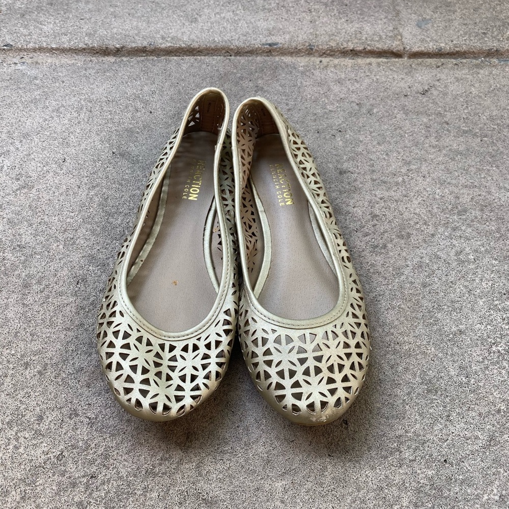 Kenneth Cole Gold Flats
